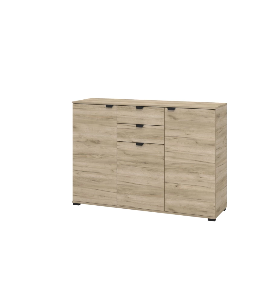 Credenza "pamplona" 3 ante e 2 cassetti, 135x40x95 cm